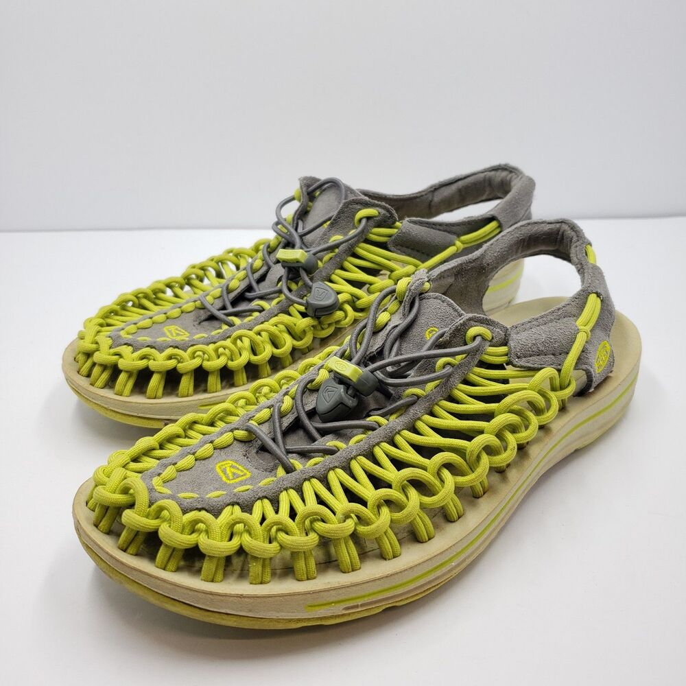 Keen Uneek Women's 8 Gray Lime Green Bungee Cord Water Shoes Sandals